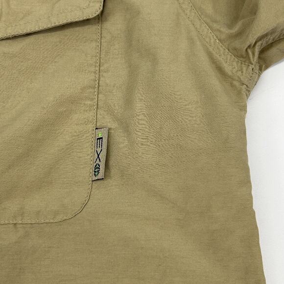 ExOfficio Button Front Shirt Hiking Hiker Fisherman Fishing Vented Beige Medium - Picture 5 of 8